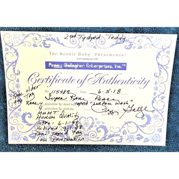 Ty | Toys | Rare Ty Beanie Peace Bear 998 Super Rare Authenticated 1996